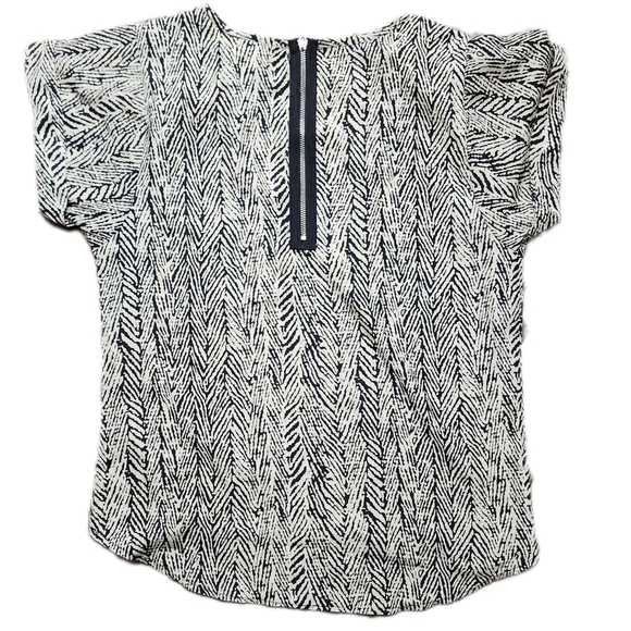 Papillon Raindrops Black and Cream Blouse Size M - Picture 3 of 4